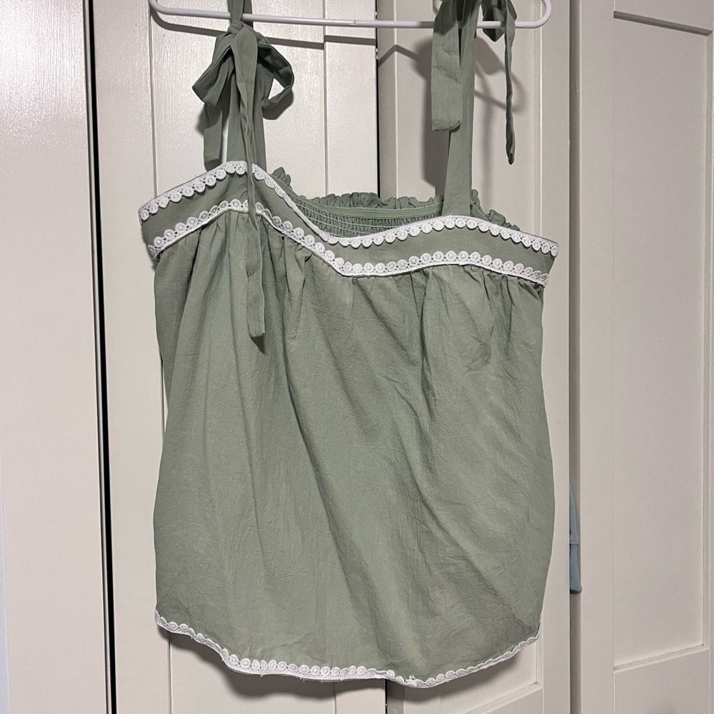 SHEIN Sage Green Camisole with White Detailing